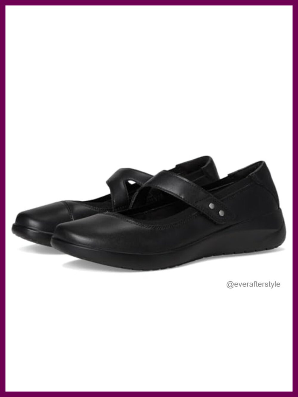 Clarks Kaetyln Jane Leather Flats with Comfort Footbed & Hook and Loop Strap